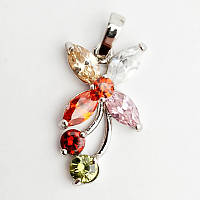 Кулон XР. Родій. Камінь: кольоровий циркон. Довжина: 28 мм. Ширина: 12 мм.