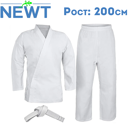 Кімоно для карате чоловіче біле з поясом Newt Energy, полікоттон 240 г/м², зріст 200 см, фото 1