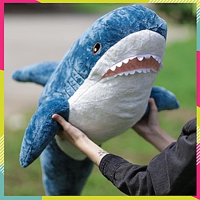 Велика Акула з ікея 100 см оригінал м'яка подушка іграшка акула ікеа Блохей Shark doll синя