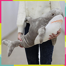 Акула з ікеї 140 см м'яка сіра велика іграшка акула Блохей Shark doll