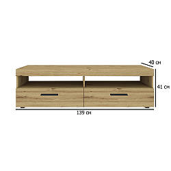 Тумба під плазму без ніжок у вітальню Сокме Фокус 2Ш 139х41х40 см дуб артисан