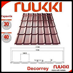 Металочерепиця Ruukki Decorrey Grand 0.5 мм РЕ [RR 887 каштан]