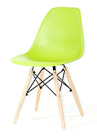 Стул пластиковый зеленого цвета NIK на деревянных ножках, стул для открытых веранд, кафе и общественных мест