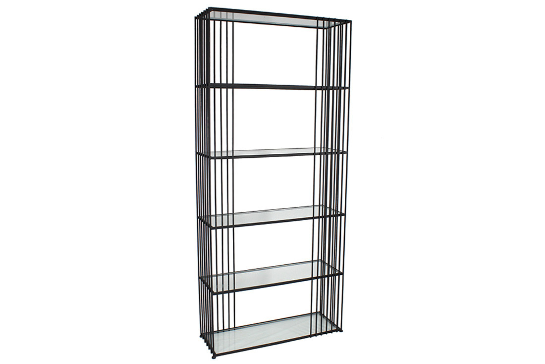 Стелаж металевий Тесо зі скляними полками, 179см, колір - чорний, фото 1