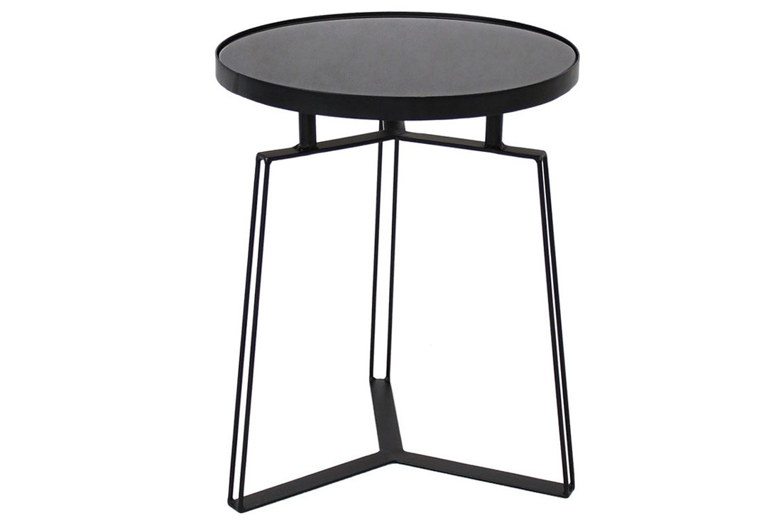 Стіл металевий Треві зі стільницею з загартованого скла, 50см, колір - чорний, фото 1
