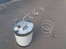Непроточний Електричний дистилятор подвійного очищення Еко302Н з перегінним кубом на 30 літрів із неіржавкої сталі