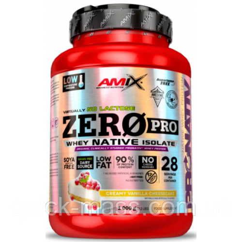 Протеїн ізолят без цукру та без лактози Amix ZeroPro Protein 1000g