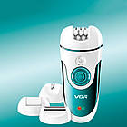 Епілятор VGR V-700 4в1 з 4 змінними насадками / Бездротовий жіночий епілятор з підсвічуванням, фото 4