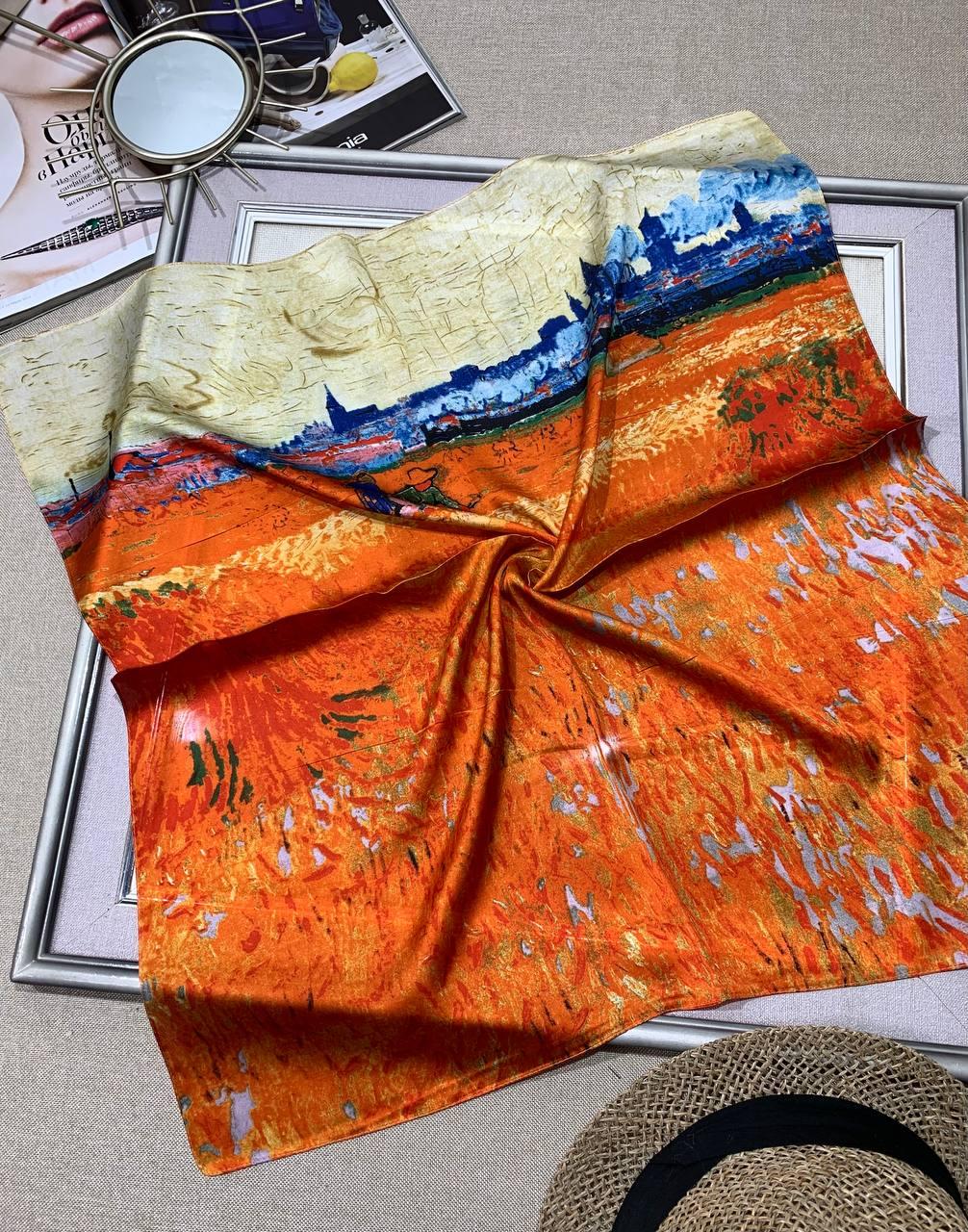 Хустка шийний дизайн бренди модний стильний Лорина на шию на сумку на зачіску оранж, фото 1