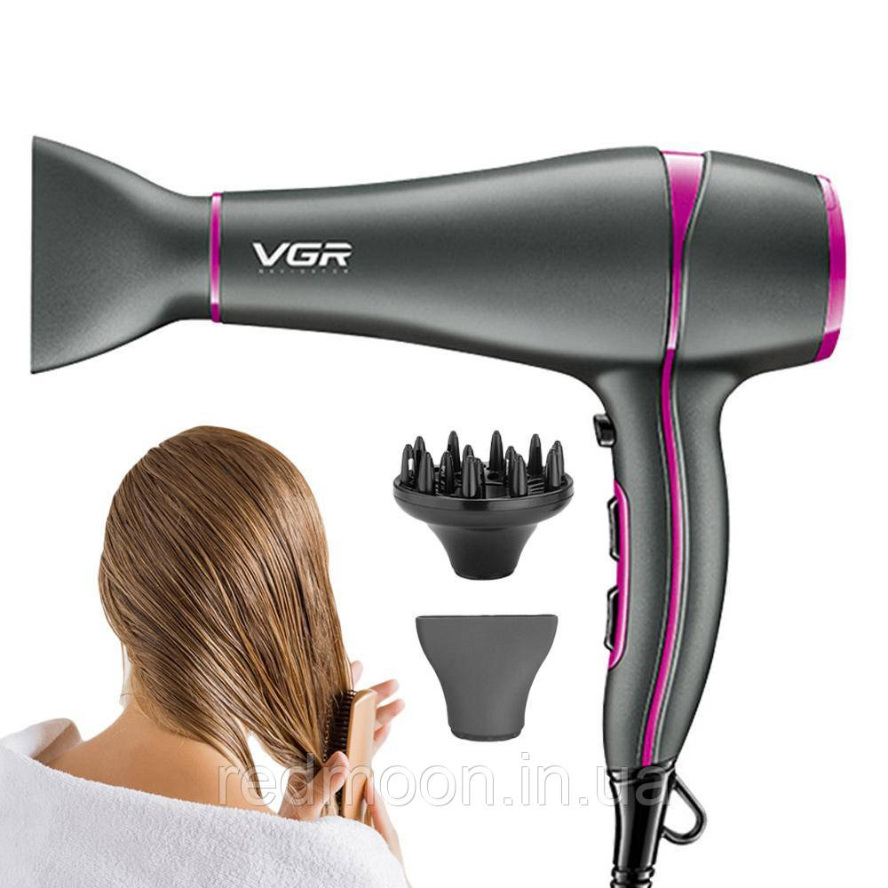 Фен для волосся з дифузором 2200Вт, VGR V 402 / Професійний фен для укладання волосся, фото 1