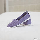 Літні жіночі шкіряні мокасини ніжно-бузкового кольору., фото 5