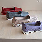 Літні жіночі шкіряні мокасини ніжно-бузкового кольору., фото 4