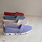 Літні жіночі шкіряні мокасини ніжно-бузкового кольору., фото 6