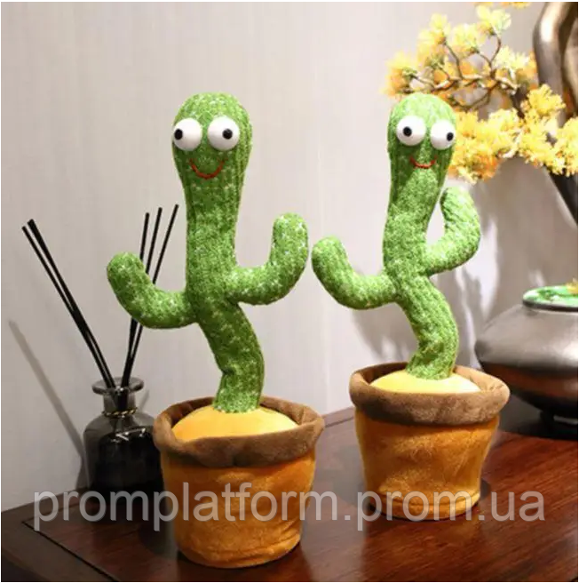 Танцующий плюшевый кактус в горшке Dancing Cactus, мягкая игрушка повторюшка - фото 3 - id-p1608661421