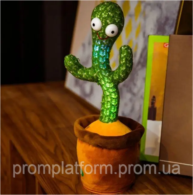 Танцующий плюшевый кактус в горшке Dancing Cactus, мягкая игрушка повторюшка - фото 4 - id-p1608661421