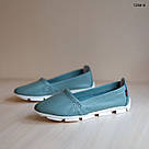 Жіночі шкіряні мокасини оливкового кольору., фото 3