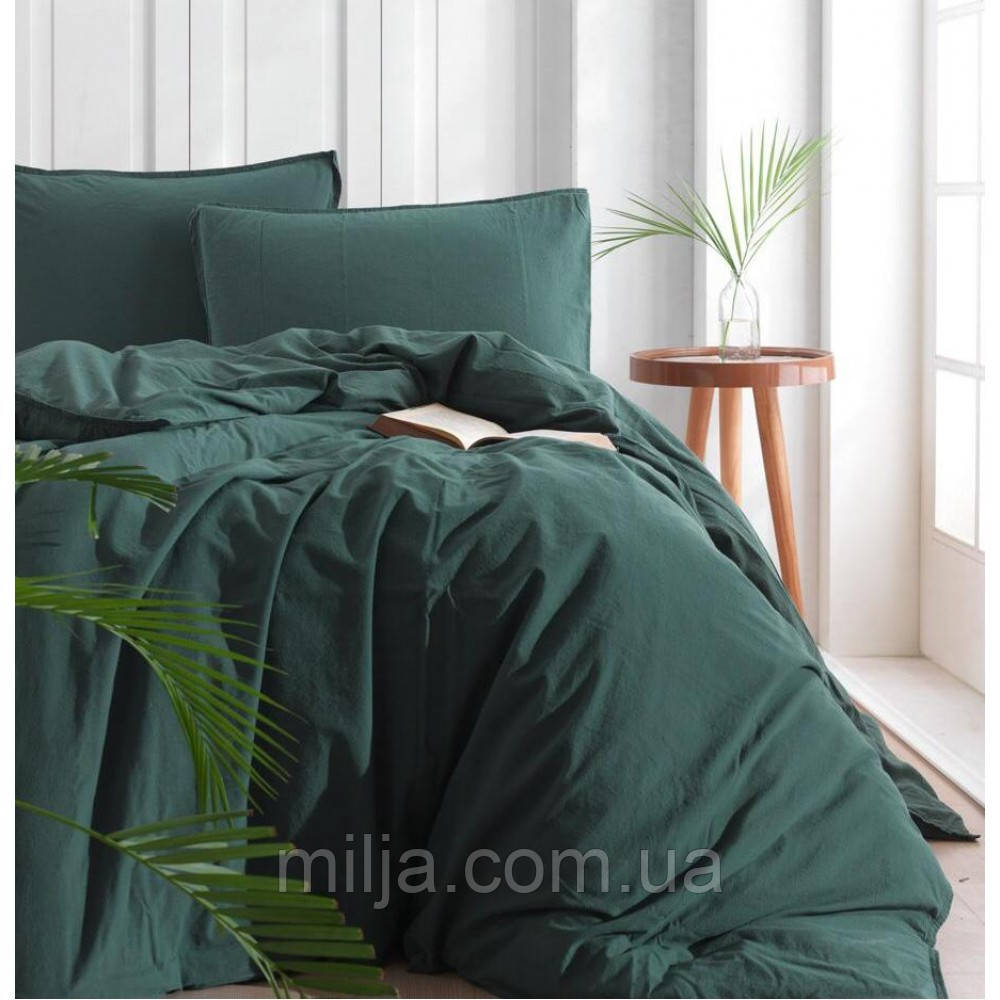 Комплект постельного белья SoundSleep Stonewash Adriatic евро dark green зеленый