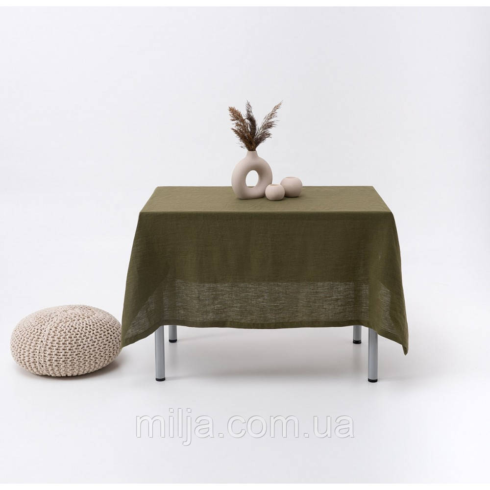 Скатерть льняная Linen Style SoundSleep оливковая 150x250 см