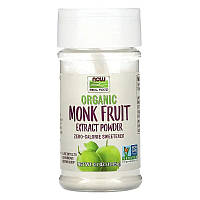 Подсластитель архат NOW Foods "Organic Monk Fruit Extract Powder" с нулевой калорийностью, порошок (19,85 г)