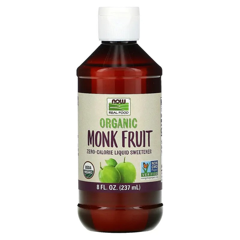Рідкий підсолоджувач архіт NOW Foods "Organic Monk Fruit" з нульовою калорійністю (237 мл)