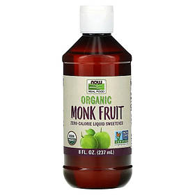 Рідкий підсолоджувач архіт NOW Foods "Organic Monk Fruit" з нульовою калорійністю (237 мл)