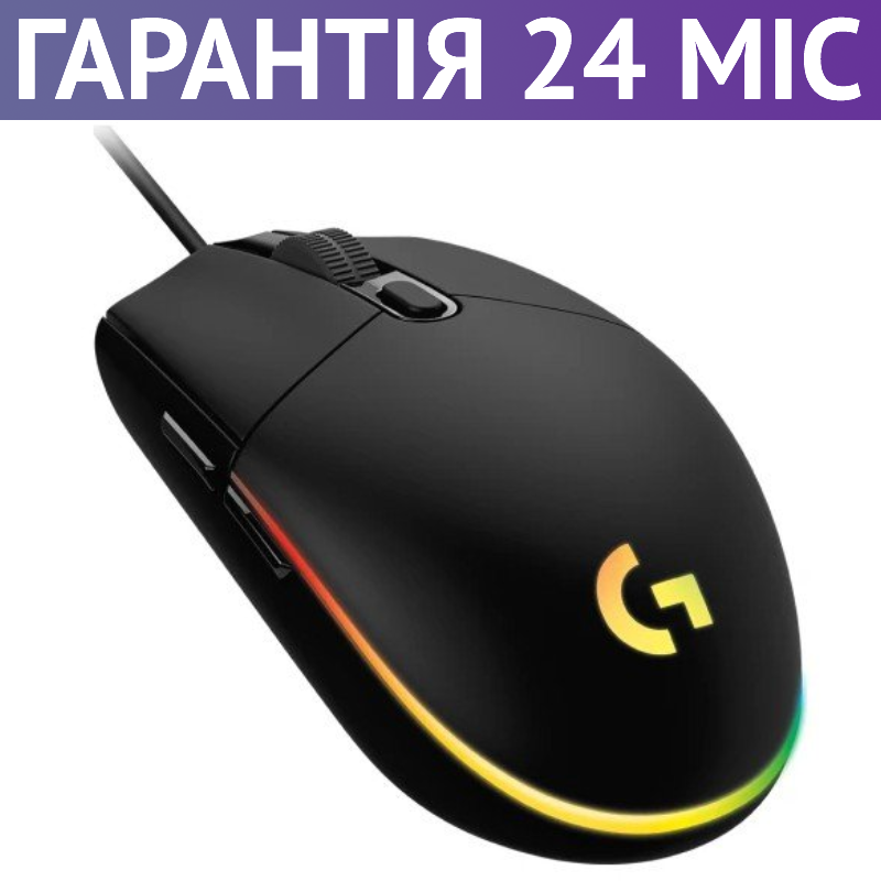 Игровая мышь Logitech G102 Lightsync черная, проводная, средний размер ...