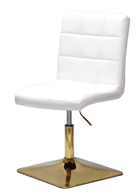 Стілець Augusto 4-GD-Base білий шкірозамінник, на квадратній золотій опорі з регулюванням висоти, фото 1