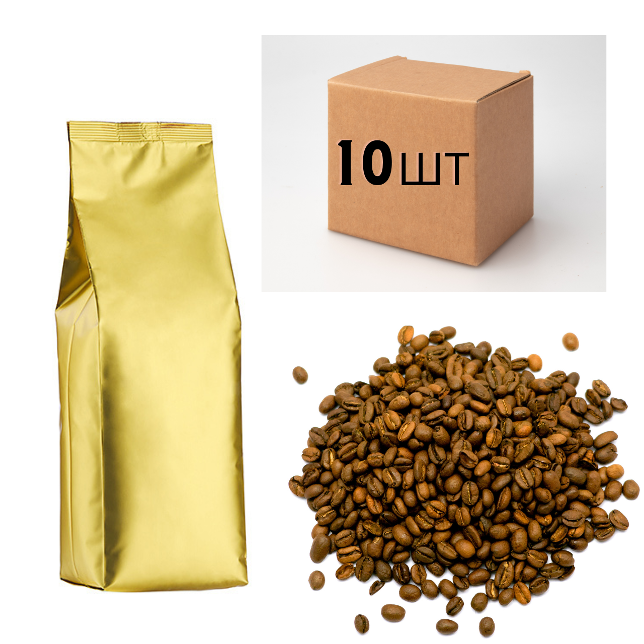 Ящик кави в зернах Арабіка Бразилія Сантос 1 кг (у ящику 10шт)