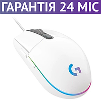 Игровая мышь Logitech G102 Lightsync белая, проводная, средний размер, геймерская мышка с подсветкой