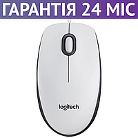 Компьютерная мышь для ПК и ноутбука Logitech M100 белая, USB, средний размер, мышка юсб