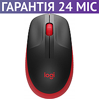 Беспроводная мышка Logitech M190 черная/красная, средний размер, мышь для ПК и ноутбука