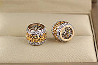 Кулон шарм Xuping Jewelry ажурный узор с родием и фианитами по бокам 8 мм золотистый