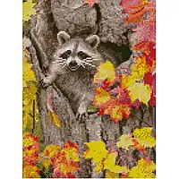 Алмазна вишивка. Картина на підрамнику "Енотик восени", розмір 40x30 см