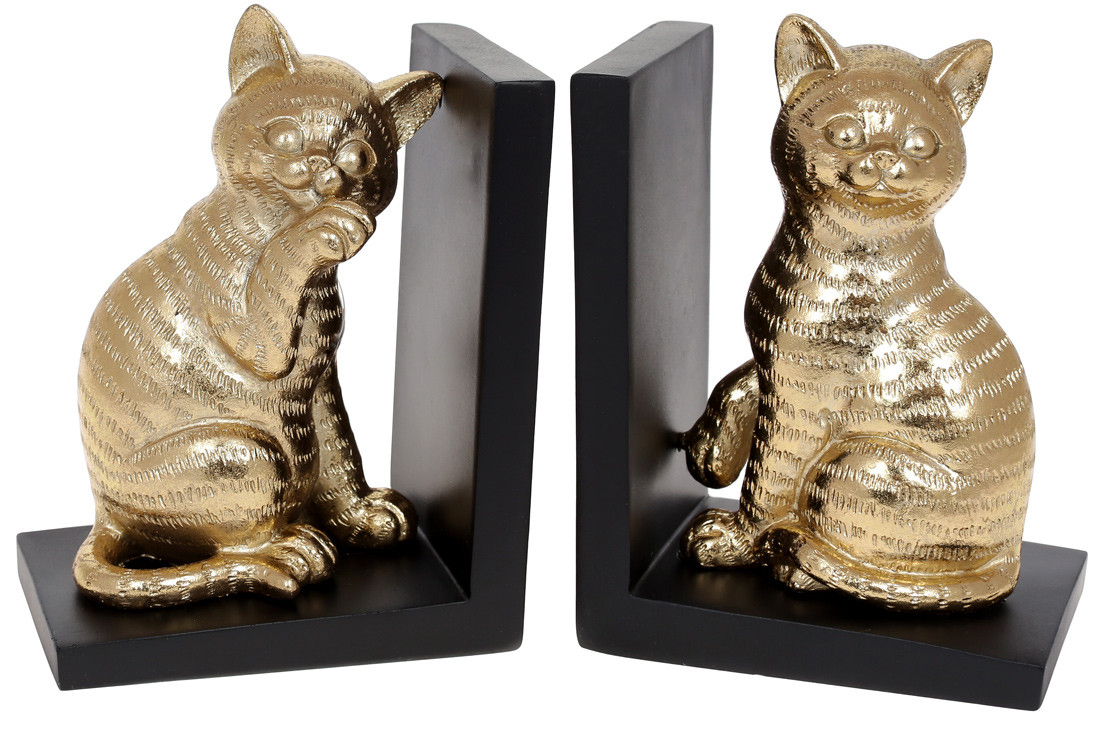 Набір тримачів для книг, Коти, 25.3*8.8*17 см, золотий, полістоун, (450-924)