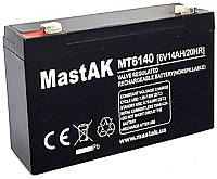 Аккумуляторная батарея MastAK MT6140 6V 14Ah свинцово- кислотная герметичная SLA