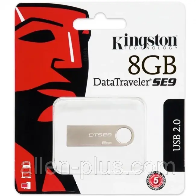 Металевий FLASH-накопичувач Kingston DTSE9 8Gb, USB 2.0, метал, (флешка на 8 GB)