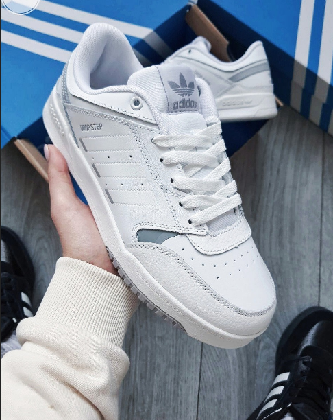 Кросівки чоловічі Adidas Drop Step low White Адідас Дроп Степ Лоу білі шкіряні весна літо