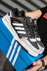 Кросівки чоловічі Adidas Drop Step low Взуття Адідас Дроп Степ Лоу чорні із сірим низькі шкіра