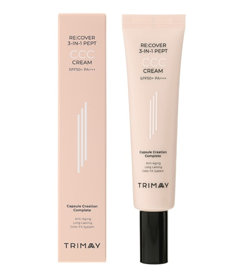 Багатофункціональний тональний крем із пептидами Trimay Re:cover 3-in-1 Pept CCC Cream SPF50+PA+++ 30 мл