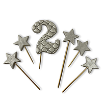 Набір кондитерских прикрас "Ціфра Преміум 2", срібна (6 шт)