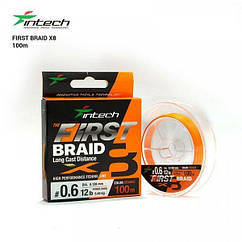 Шнур плетеный Intech First Braid X8 Orange 100m (0.6 (12lb/5.45kg)
