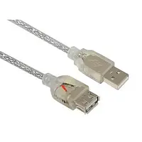 Подовжувач USB (USB AM USB AF) v2.0, довжина 0.8м, прозорий