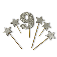 Набір кондитерских прикрас "Ціфра Преміум 9", срібна (6 шт)