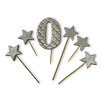 Набір кондитерских прикрас "Ціфра Преміум 0", срібна (6 шт)