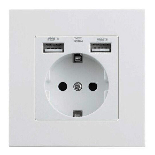 Розетка з USB портами і заземленням 220V стаціонарна