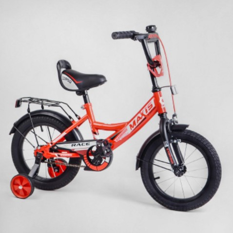 Двоколісний велосипед Corso MAXIS-14851 діаметр коліс 14", обладнаний страхувальними колесами, ручне гальмо