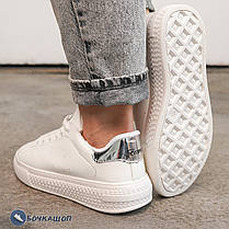 Білі жіночі кросівки повсякденні з еко шкіри, фото 3