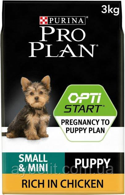 Сухой корм Purina Pro Plan Dog Small & Mini Puppy с курицей и рисом 3 кг, фото 1