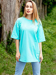 Жіночі футболки — 456 — Базова модна модна жіноча футболка оверсайз однотонна подовжена