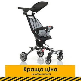 Легкий прогулянковий візок TURBO TRIKE М 5573PU-2L Чорний | Коляска для подорожей / літак